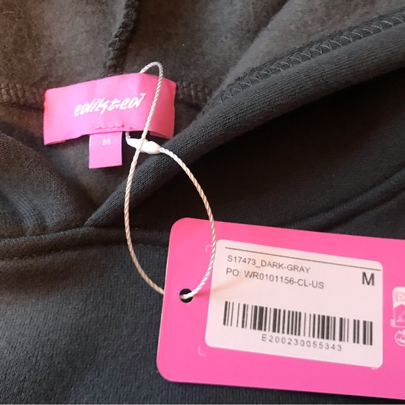 NWT Edikted Women’s Grey Hoodie Size Medium - Picture 5 of 9